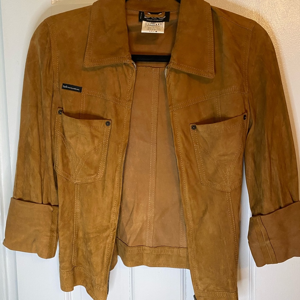 D&G vintage suede brown zip-up jacket
